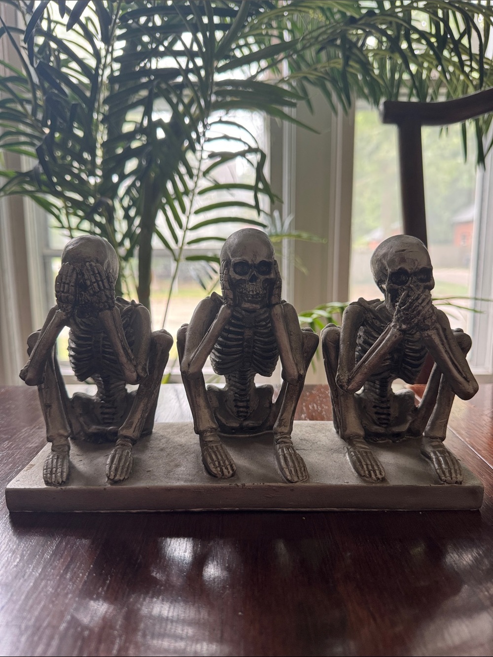 T.J.Maxx Gray Three Wise Skeleton Figurines - See No Evil Set